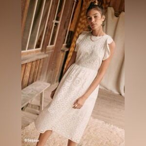 Sezane Marléne Marlene Dress White Size 44 NWT US 12